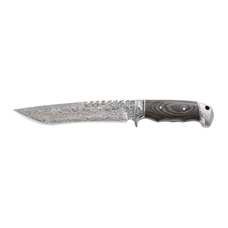 Xtreme | 12″ Damascus-Style Hunting Knife – Fixed Blade with Wood & Steel Handle (XTR-HKN090) Fixed Blade Knife Canadian Distributor