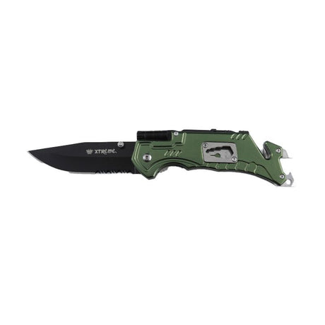 Xtreme | 8.15″ Pocket Knife – 9CR18 Stainless Steel Folding Blade with Flashlight & Rescue Tools (XTR-HKN108) Folding Knife Canadian Distributor