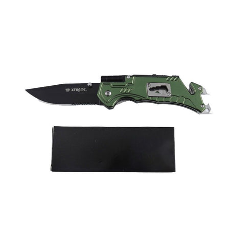Xtreme | 8.15″ Pocket Knife – 9CR18 Stainless Steel Folding Blade with Flashlight & Rescue Tools (XTR-HKN108) Folding Knife Canadian Distributor