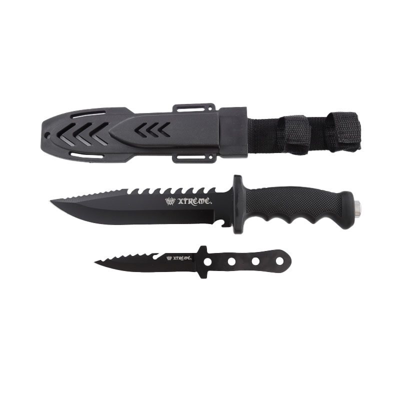 Xtreme | 12″ Survival Hunting Knife Set – Fixed Drop Point Blade with Throwing Knife & Tactical Sheath (XTR-HKN117) Fixed Blade Knife Canadian Distributor