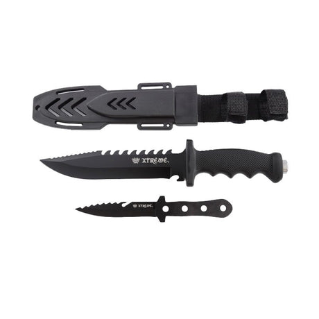 Xtreme | 12″ Survival Hunting Knife Set – Fixed Drop Point Blade with Throwing Knife & Tactical Sheath (XTR-HKN117) Fixed Blade Knife Canadian Distributor