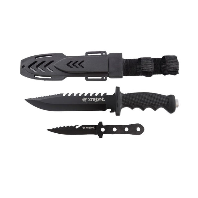 Xtreme | 12″ Survival Hunting Knife Set – Fixed Drop Point Blade with Throwing Knife & Tactical Sheath (XTR-HKN117) Fixed Blade Knife Canadian Distributor