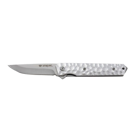 Xtreme | 8.07″ Pocket Knife – Folding Drop Point Blade with Aluminum Handle & Glass Breaker (XTR-HKN131) Folding Knife Canadian Distributor Silver