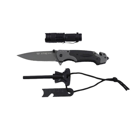 Xtreme | 8″ Pocket Knife Gift Set – Multifunctional Folding Knife with Flashlight & Flint (XTR-HKN135) Folding Knife Canadian Distributor