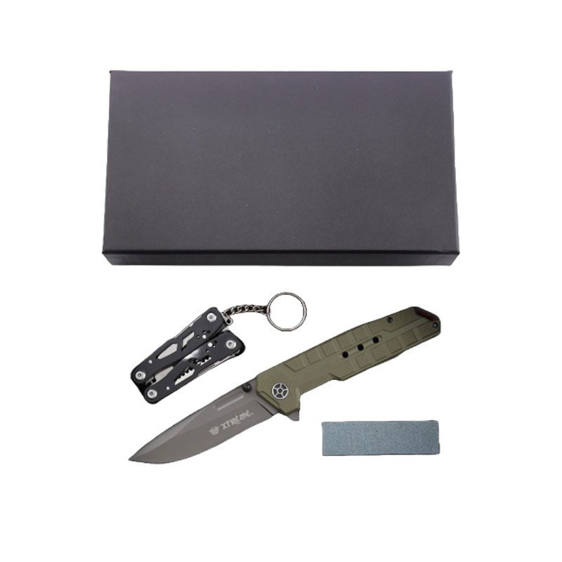 Xtreme | 8.46″ Pocket Knife Gift Set – Titanium-Coated Folding Knife with Multi-Tool Pliers & Whetstone (XTR-HKN137) Folding Knife Canadian Distributor