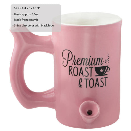PINK ROAST & TOAST PIPE MUG WITH BLACK PRINT Quartz hand pipe Roast and Toast Gifts