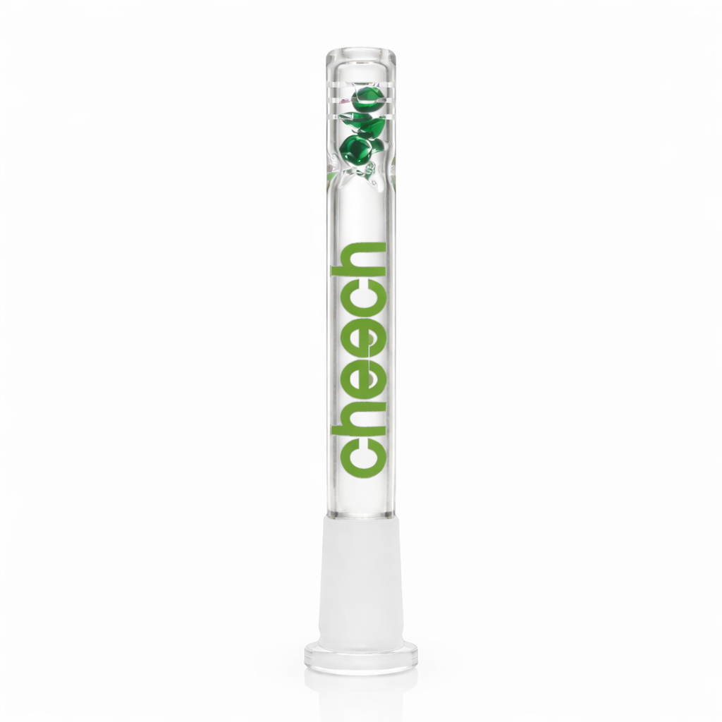 Cheech | 5.5" Diamond Downstems with Diffusion Cuts Downstem · Bowlstem Smoking Cat Distribution Green