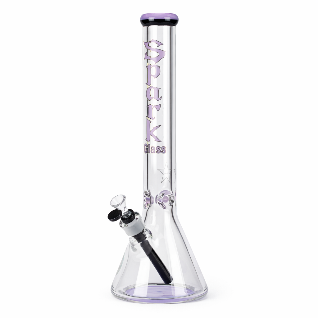 Spark | 18" 9 mm glass water bong with thick base [GP2050] Glass Bong ONE Purple