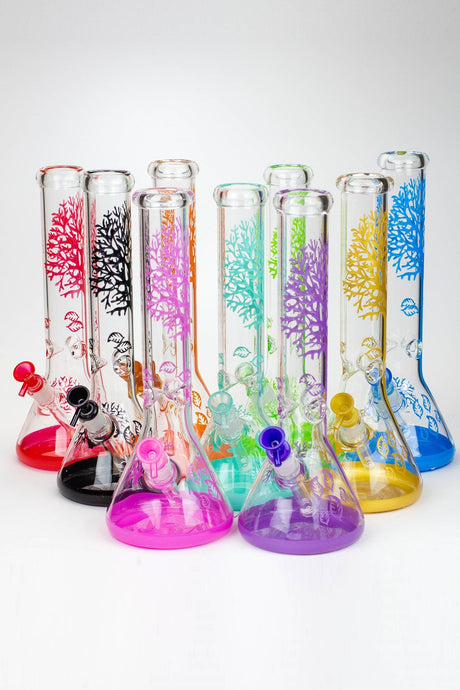 15" Tree of Life classic beaker glass bong- - One Wholesale