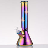 14" Leaf 7mm Glass Bong – Rainbow Oil Slick [AK080]