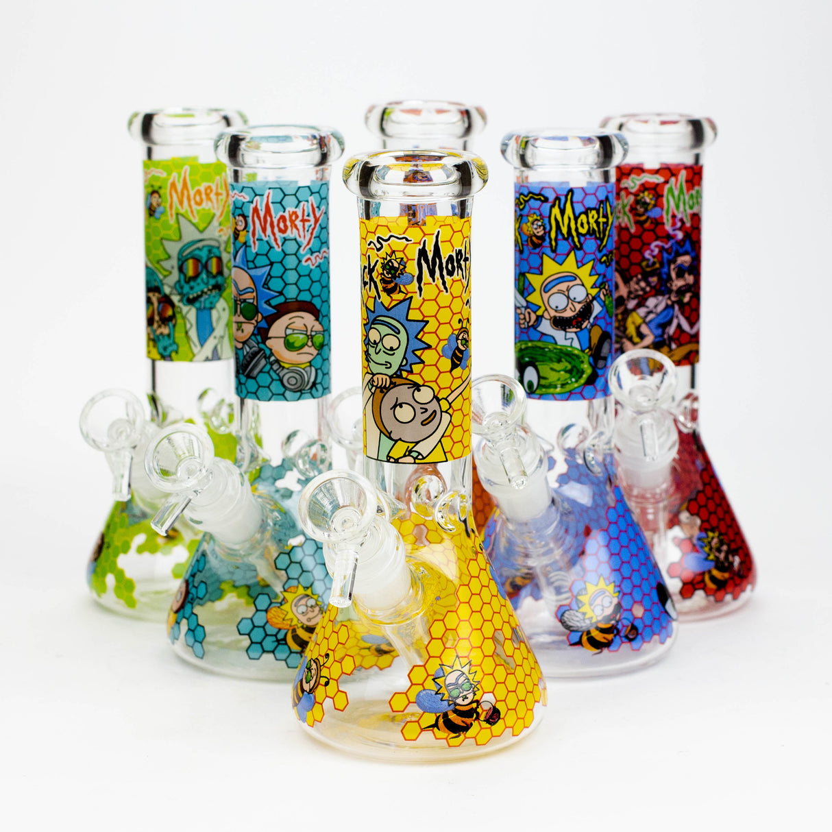 8" NM  Cartoon glass water bong - Beehive