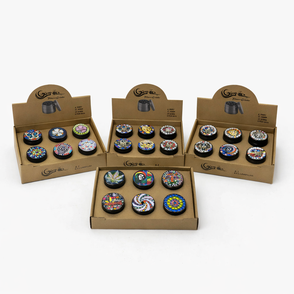 Genie | 4-Part 63mm 3D Decorative Grinder with rhinestones – Box of 6 [GR63] Regular Grinder BB Canada