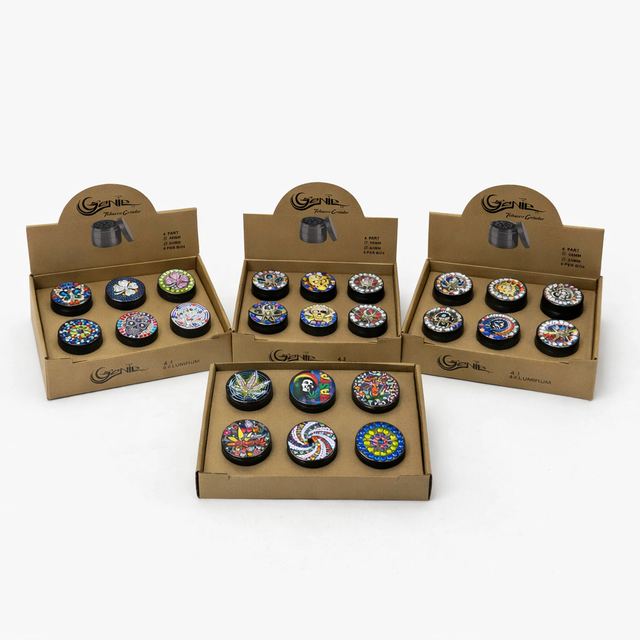 Genie | 4-Part 63mm 3D Decorative Grinder with rhinestones – Box of 6 [GR63] Regular Grinder BB Canada