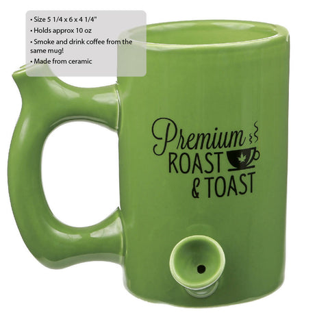 GREEN ROAST & TOAST PIPE MUG WITH BLACK PRINT Quartz hand pipe Roast and Toast Gifts
