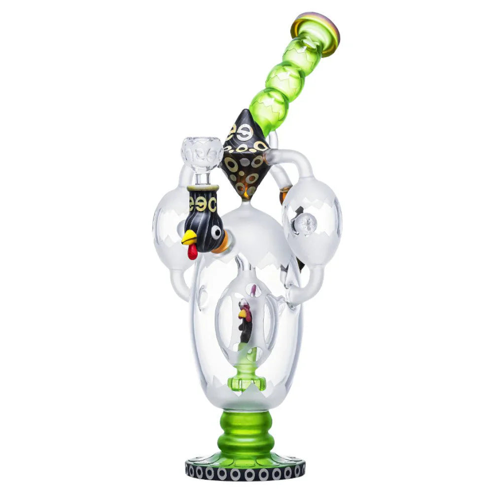 Cheech Glass | 14.5" Rooster in a Bubble Deluxe Bong [CHE 312 / CHE 313] Glass Bong Smoking Cat Distribution Green [CHE 313]