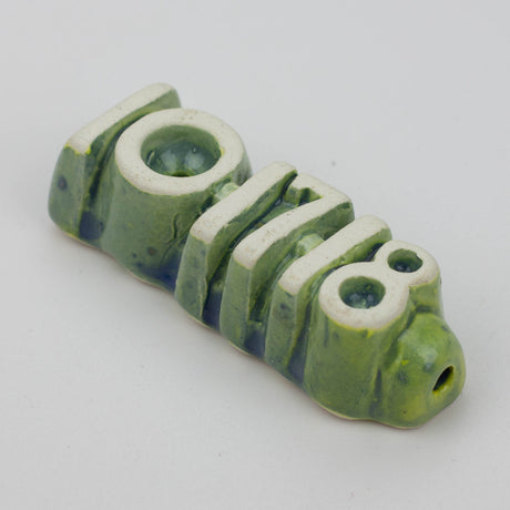 Handmade Ceramic Smoking Pipe [3D LETTERS] Ceramic Pipe Black Piranha Designs 10.17.18