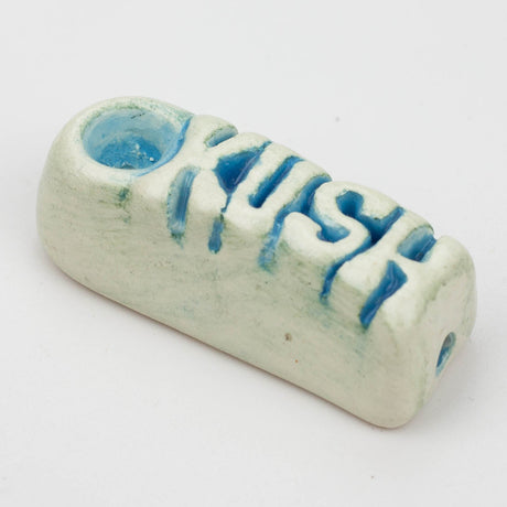 Handmade Ceramic Smoking Pipe [3D LETTERS] Ceramic Pipe Black Piranha Designs KUSH