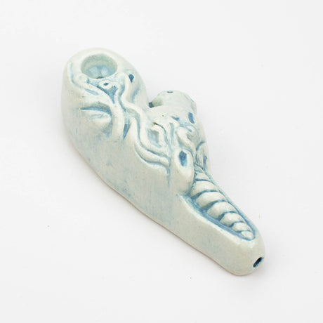Handmade Ceramic Smoking Pipe [Unicorn] Ceramic Black Piranha Designs