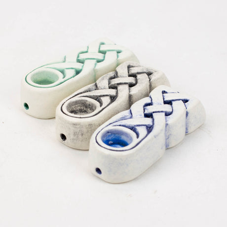 Handmade Ceramic Smoking Pipe [CELTIC] Ceramic Pipe Black Piranha Designs