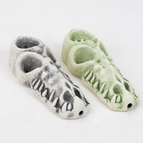 Handmade Ceramic Smoking Pipe [GATOR] Ceramic Pipe Black Piranha Designs