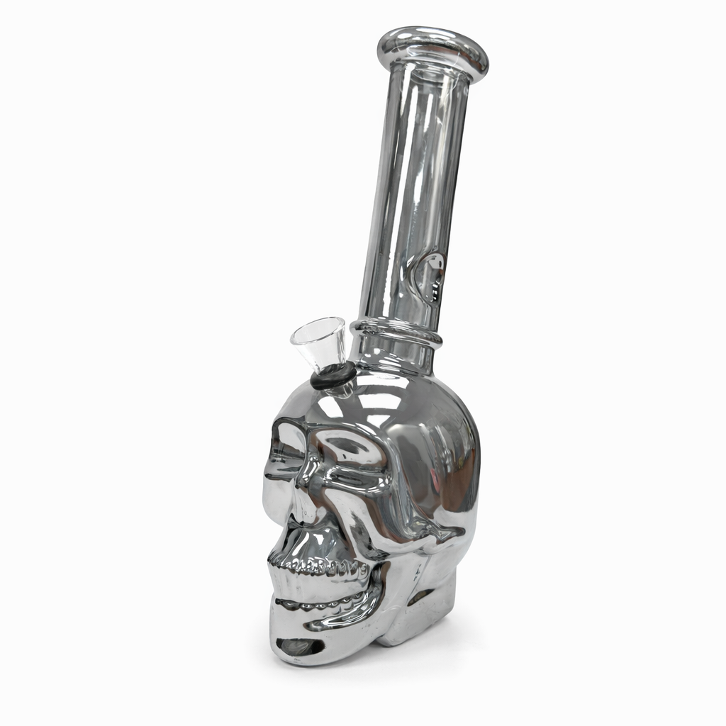 8″ Skull Glass Bong – Metallic Finish [GP2047] Glass Bong ONE Silver