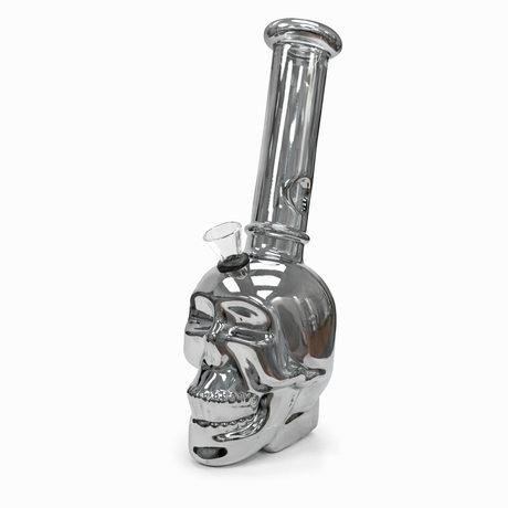 8″ Skull Glass Bong – Metallic Finish [GP2047] Glass Bong ONE Silver