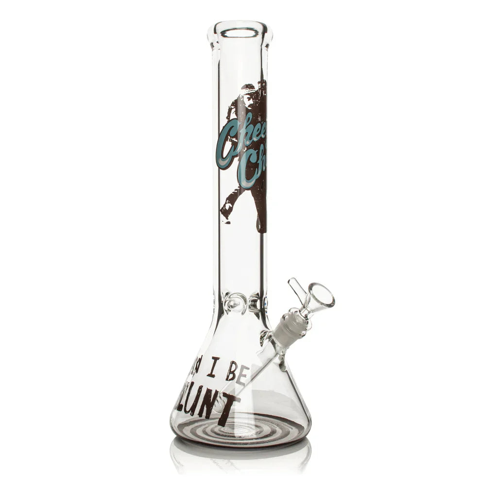 Cheech & Chong® Glass | 15" 7mm Thick Can I Be Blunt Beaker Base Water Pipe [CC165] Glass Bong Smoking Cat Distribution