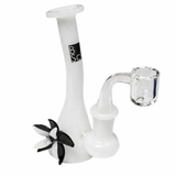 BoroSci | 5.5" Bent Neck Flower Mini Beaker with Banger Glass Rig Glass Rig Maq Distributors Black
