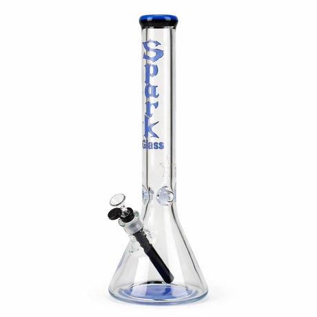 Spark | 18" 9 mm glass water bong with thick base [GP2050] Glass Bong ONE Blue