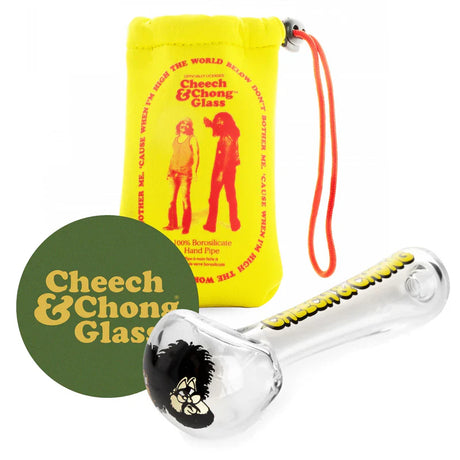 Cheech & Chong® Glass | 4.5" Bloat On Hand Pipe W/Ash Catcher Mouthpiece Glass Pipe West Coast Gifts