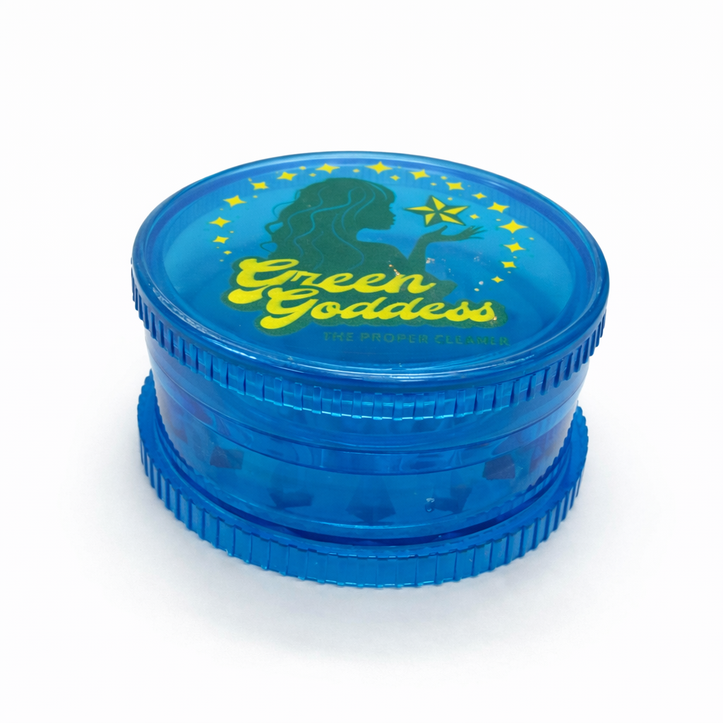 Green Goddess | Acrylic 3-Part Grinder-Blue/Clear/Red – 60mm (12 PCS) Display Pack B Movin Distribution