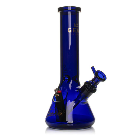 GEAR Premium® | 12" 7mm Thick Sidekick Beaker Tube Glass Bong Smoking Cat Distribution Blue