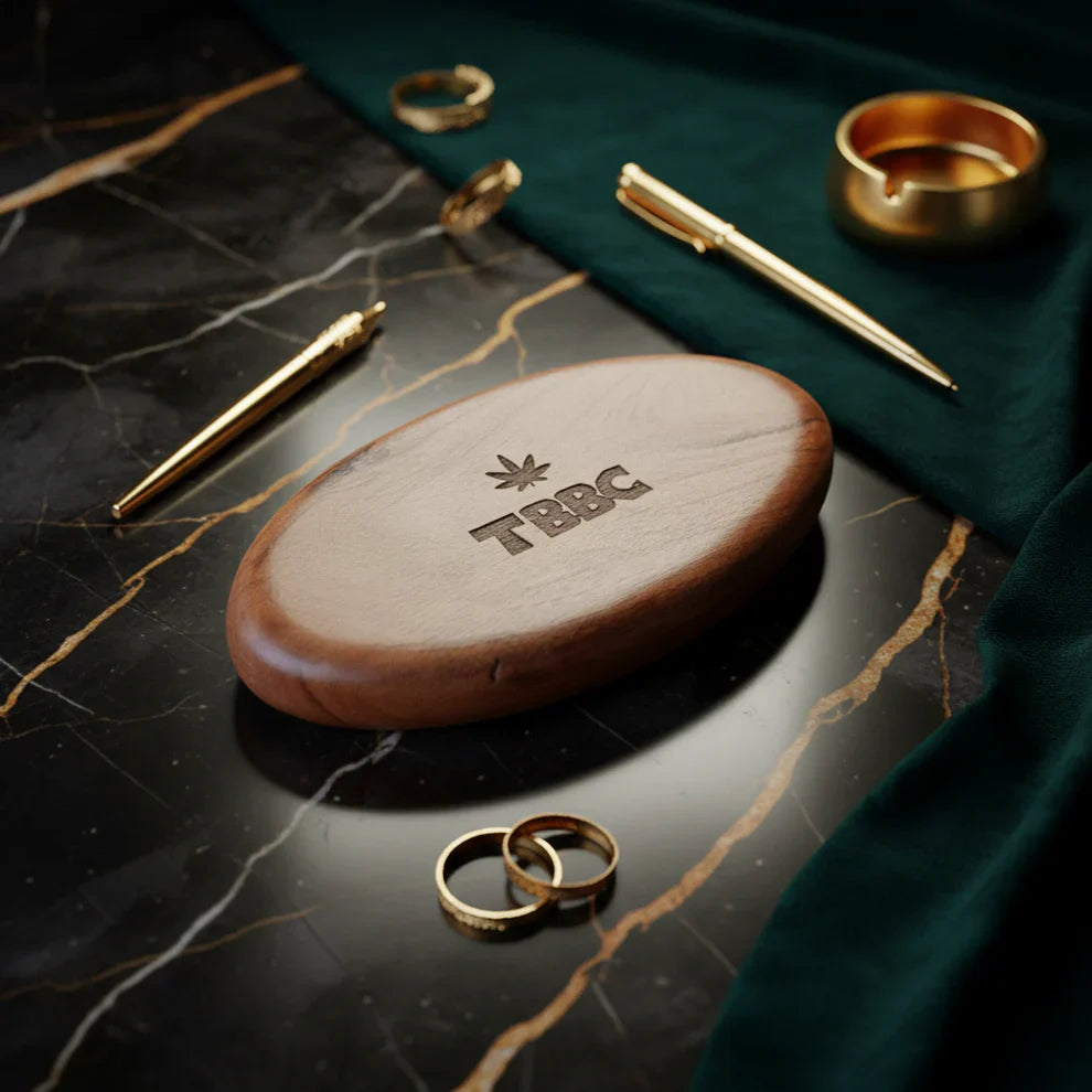 TBBC | Natural Hardwood oval Rolling Tray Tray THEBOOMBOXCLUB Canada