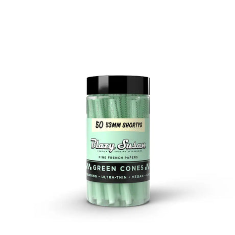Blazy Susan | Green Cones Jar – (50 Count) Pre-rolled Cone (Bulk / Tower) Smoking Cat Distribution Shorty (53mm)