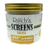 Randy’s® | 0.625" Screens – Jar of 20 (36 Jars / 720 Screens Total) Metal Screen LEHIGH WHOLESALE Brass