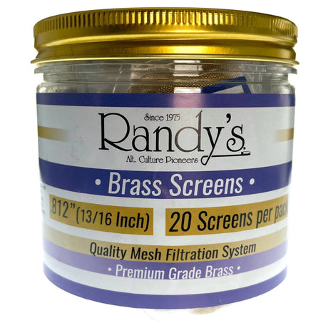 Randy’s® | 0.812" Screens – Jar of 20 (36 Jars / 720 Screens Total) Metal Screen LEHIGH WHOLESALE Brass