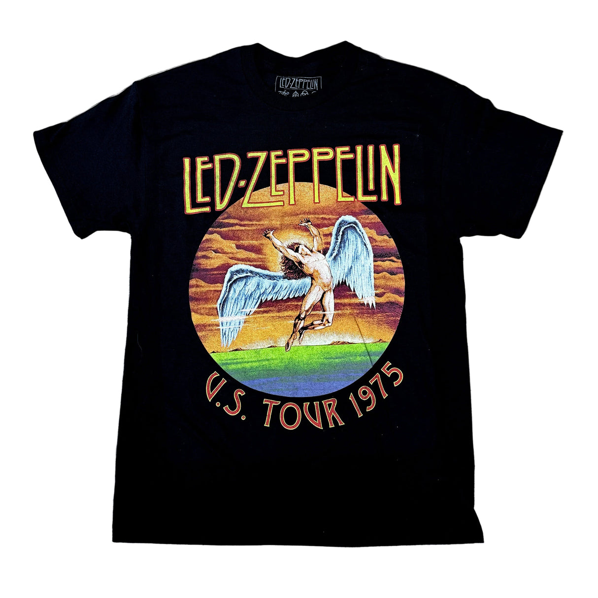 Led Zeppelin | "Swan 77 Distressed" Men's T-Shirt Black - Officially Licensed Short Sleeve Philcos