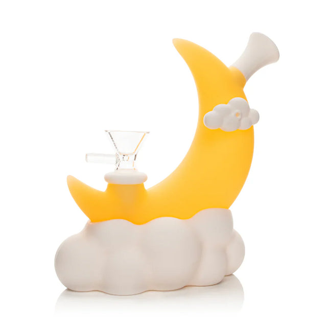 LIT® Silicone | 6.5" Glow-In-The-Dark Moon Water Pipe [TS216Y] Resin · Silicone · Plastic Bong Smoking Cat Distribution