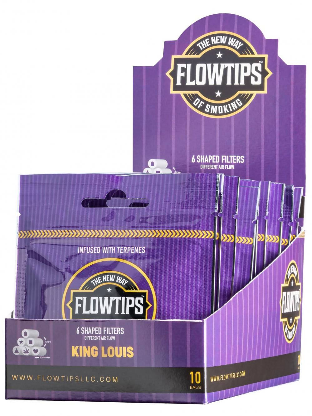 Flowtips Terpene Filter Tips - King Louis - 25 ct. Bag - 10 ct. Display