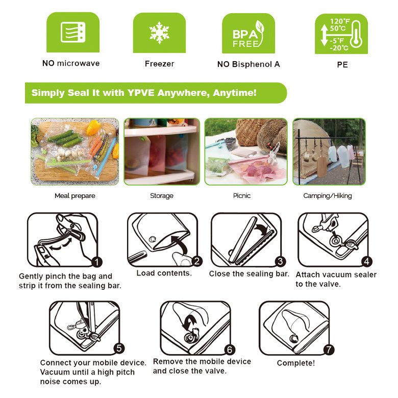 YPVE | Reusable Phone-Power Vacuum Sealer Start Kit
