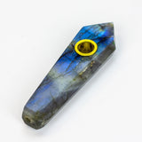 Acid Secs - Natural Labradorite FLASH Smoking Pipe with choke hole Quartz · Stone Pipe Acid Secs Productions Inc.