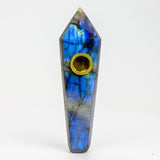 Acid Secs - Natural Labradorite FLASH Smoking Pipe with choke hole Quartz · Stone Pipe Acid Secs Productions Inc. Labradorite Extra Flash