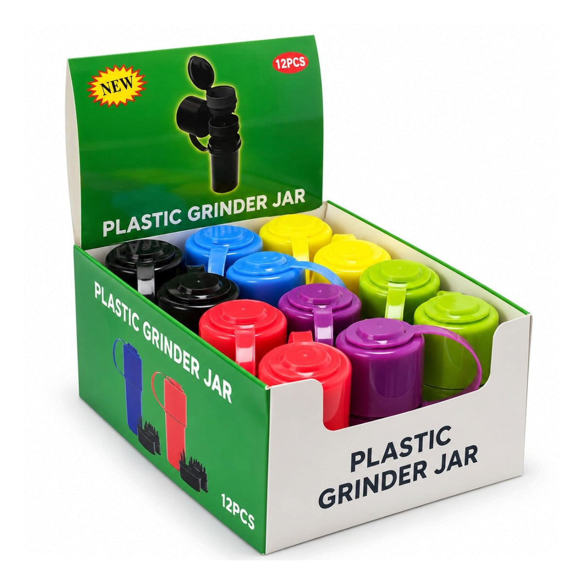 Portable Plastic Grinder Jar with Storage Container – 12PCS Display Display Pack Super Supplys Inc Default Title