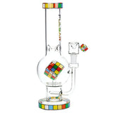 Pulsar® | 13" Rubik’s Cube Double Perc Glass Bong [WP849]