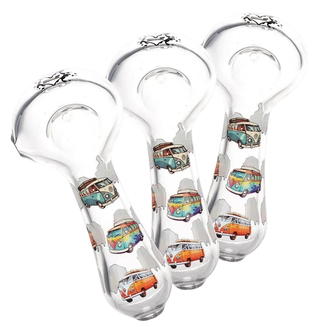 Pulsar VW Bus 4.5" Glass Spoon Pipe 3 Count set Glass Pipe Smoking Cat Distribution Default Title