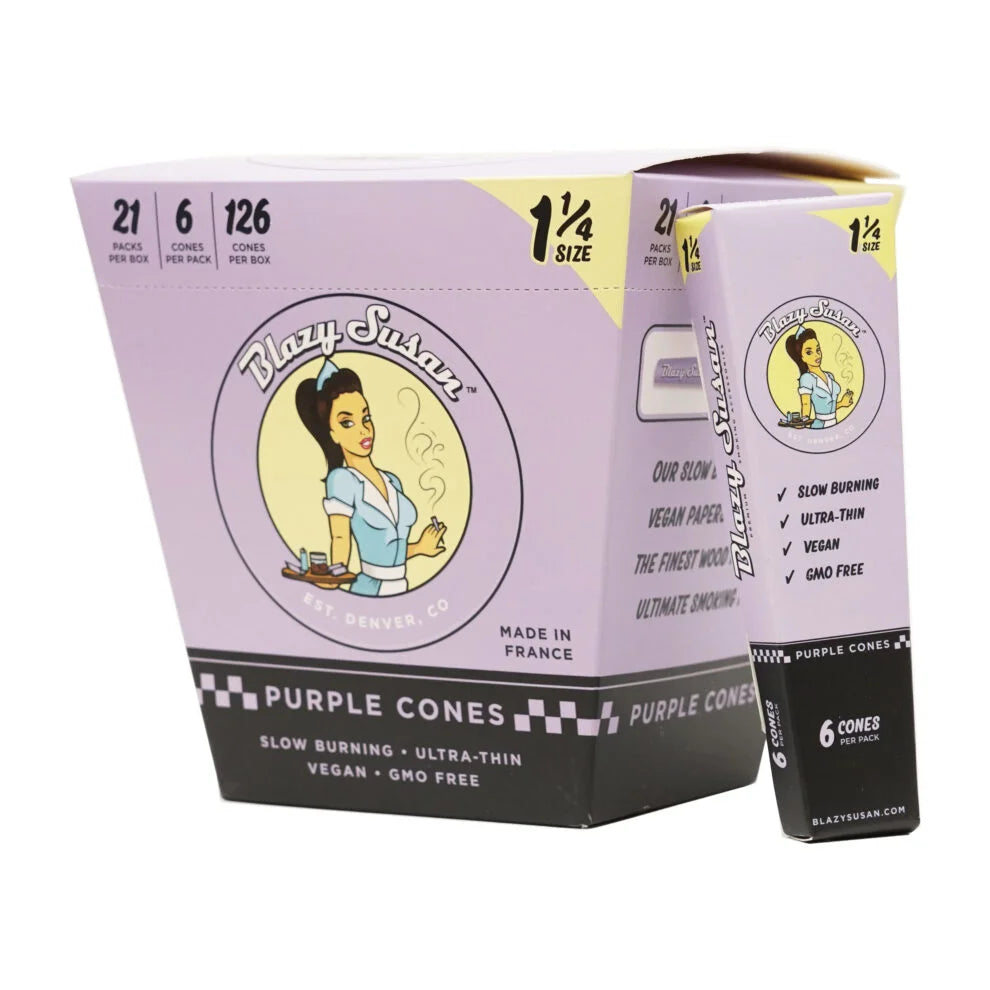 Blazy Susan | Purple 1-1/4 Cones Box of 21 Pre-rolled Cone (Display Pack) BB Canada