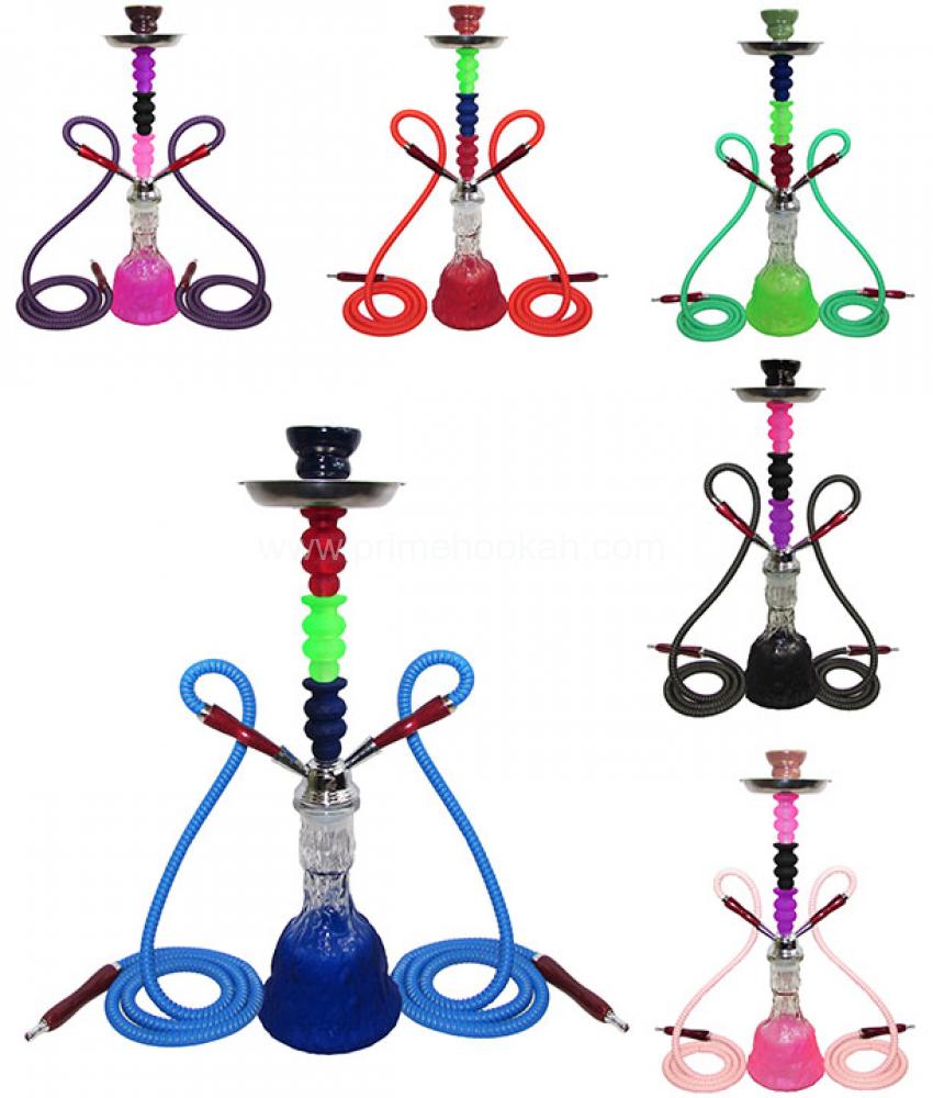 Zebra Smoke | Rainbow Hookah Two Hose 19" tall