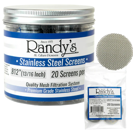 Randy’s® | 0.812" Screens – Jar of 20 (36 Jars / 720 Screens Total) Metal Screen LEHIGH WHOLESALE Stainless Steel