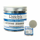 Randy’s® | 0.625" Screens – Jar of 20 (36 Jars / 720 Screens Total) Metal Screen LEHIGH WHOLESALE Stainless Steel