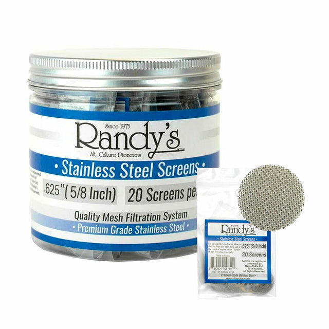 Randy’s® | 0.625" Screens – Jar of 20 (36 Jars / 720 Screens Total) Metal Screen LEHIGH WHOLESALE Stainless Steel